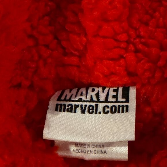 Marvel Comics Red Sherpa fleece lined hooded zipper jacket superhero - I1299  gr - Picture 4 of 11